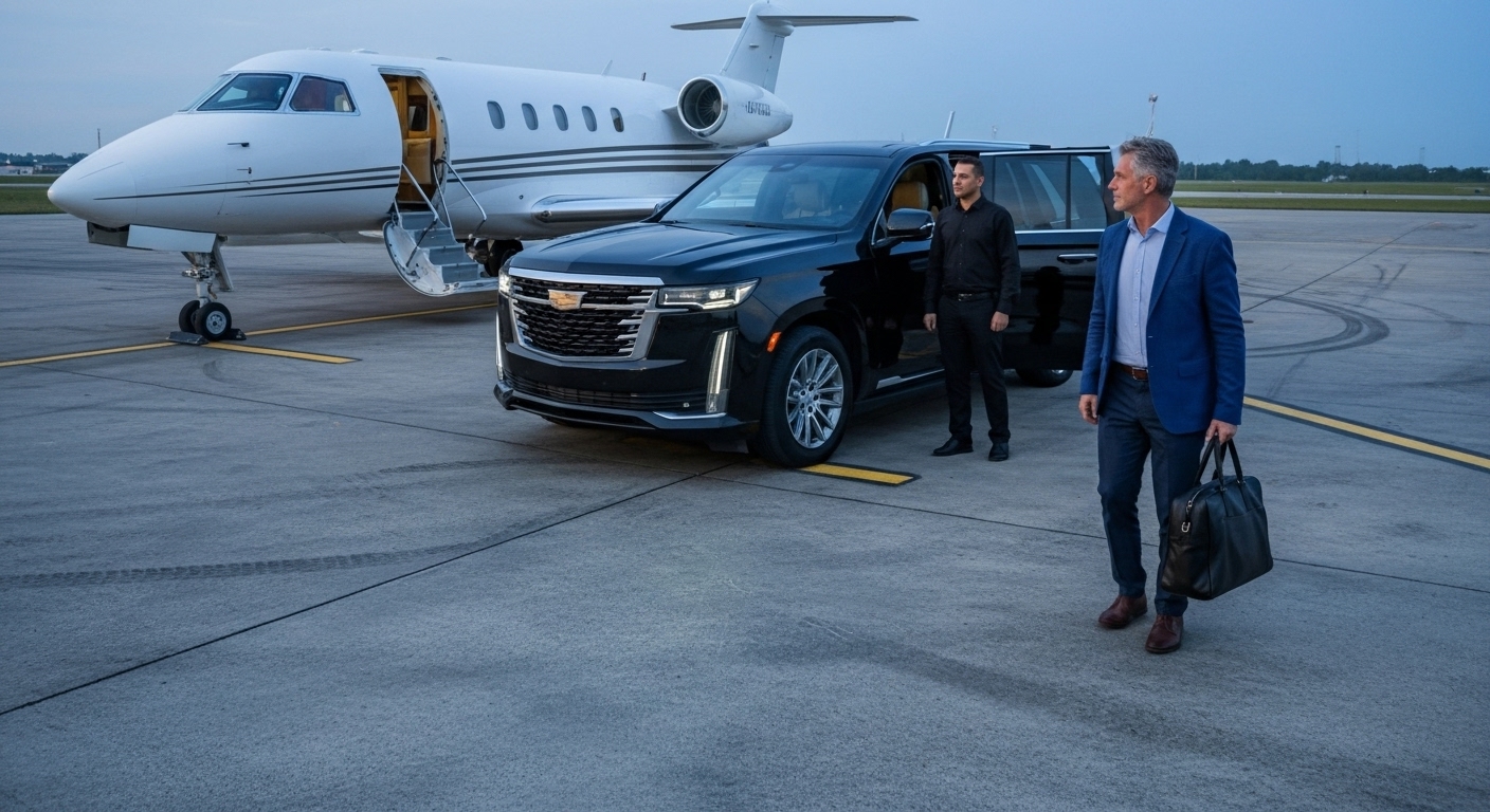 Visual representing LevelOne's real-time flight tracking technology for guaranteed on-time airport car service in Nashville.