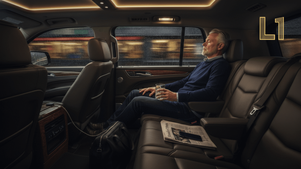 Professional Level One chauffeur monitoring tail number (N-Number) arrival at Nashville private terminal (FBO) for seamless ground transfer.